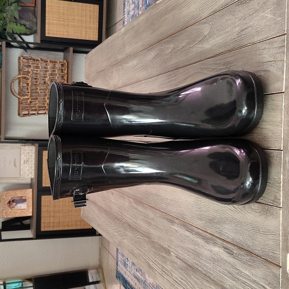 NEW HUNTER ORIGINAL REFINED SLIM FIT SHORT GLOSS DUO RAIN BOOTS SIZE 9 $189. - Picture 7 of 14